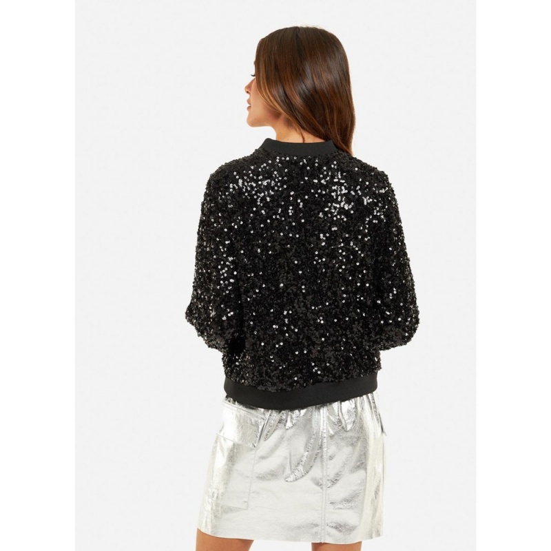 Chemises Alma En Pena Bomber Covered With Sequins Beige Femme | WCG-37879385